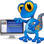A clip art lizard name MAX leaning on monitor